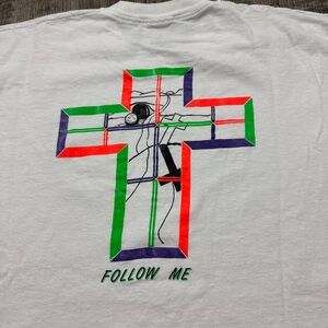 Vintage Follow Me Jesus Religious Cross God T Shirt Tijuana Mexico Colorful